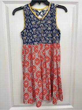 Matilda Jane Navy Floral & Red Patterned Sleeveless Dress
